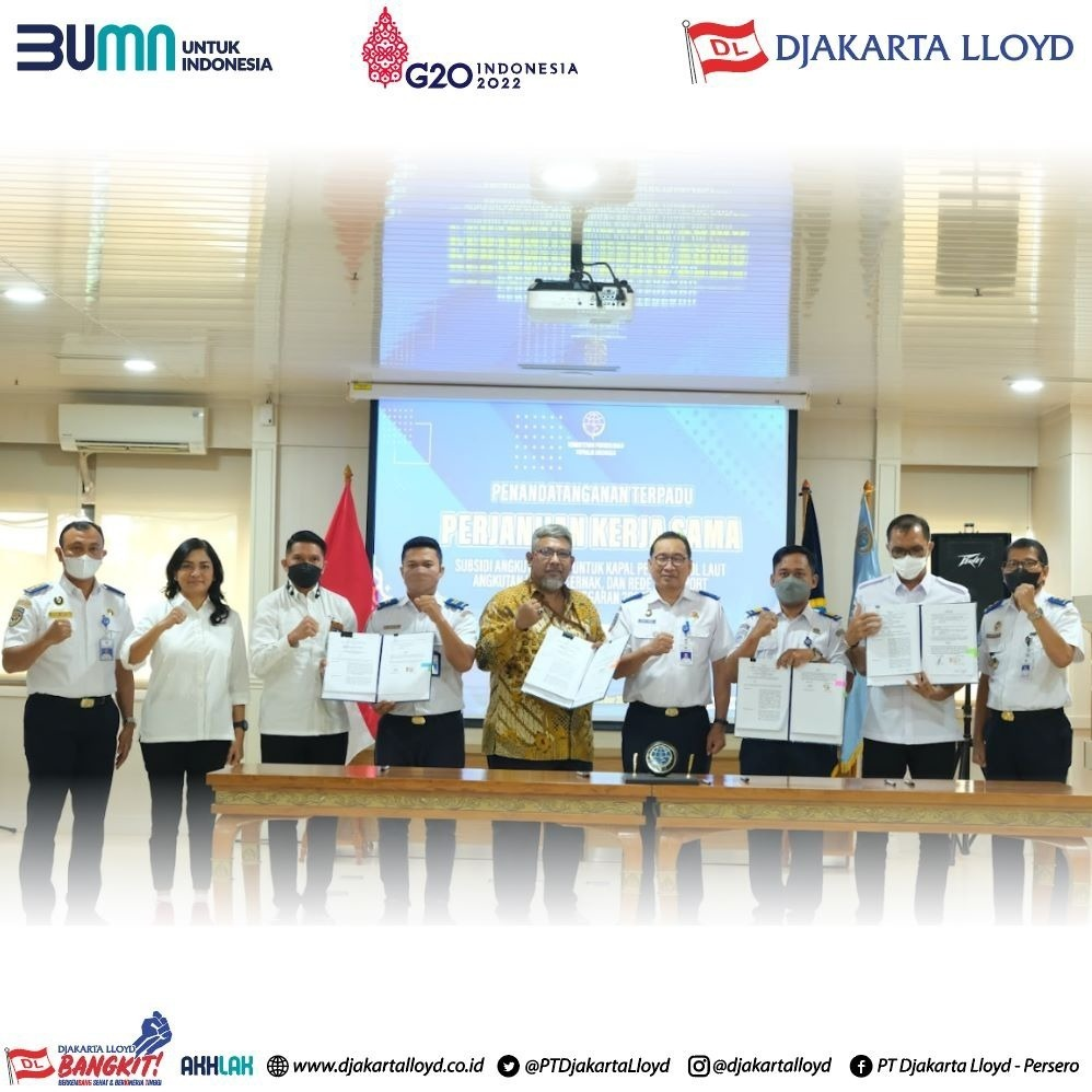 Penandatanganan Terpadu Perjanjian Kerjasama Penyelenggaraan Kewajiban Pelayanan Publik Kapal Perintis, Kapal Barang Tol Laut, Kapal Khusus Angkutan Ternak dan Kapal Rede Tahun Anggaran 2023